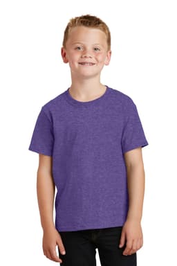 A youth t-shirt in purple, featuring a classic crew neck and short sleeves, with a visible logo on the front.