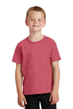 A young child wearing a red t-shirt. The shirt features short sleeves and has a simple design.