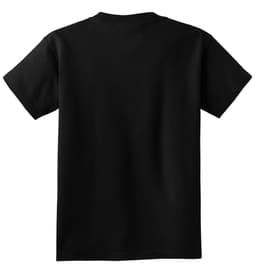 A black youth T-shirt, featuring a plain back design. The shirt is made of cotton and has a logo.