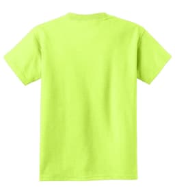 A bright yellow-green youth T-shirt with a plain back and short sleeves.