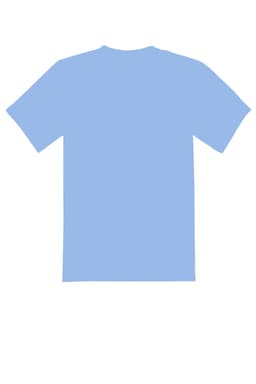 A light blue youth t-shirt with short sleeves and a round neckline, featuring a logo.
