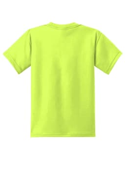 A bright yellow youth t-shirt with short sleeves, featuring a plain back view.