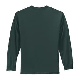A long sleeve essential tee in a deep green colour, featuring a plain back design.