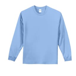 A long sleeve essential tee in light blue with a crew neck and a logo on the label.
