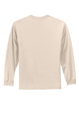 A long sleeve essential tee in a light beige colour, featuring a plain back without any visible branding.