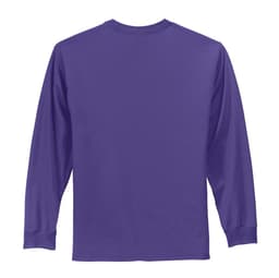 A long sleeve essential tee in purple, featuring a plain back design and fitted cuffs. It has a logo or branding present.