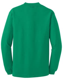 A green mock turtleneck shirt, featuring long sleeves and a plain back design. The item has a small logo present.