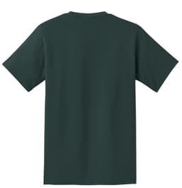 A dark green t-shirt featuring a relaxed fit and a plain back, designed with short sleeves.