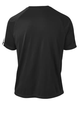 A black Sport-Tek Colorblock PosiCharge Competitor Tee featuring a simple design and a logo.