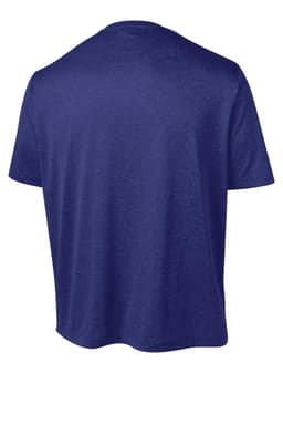 A purple heather T-shirt from Sport-Tek, featuring a back view and a simple design with a logo.