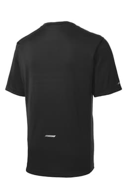 A black Sport-Tek PosiCharge Elevate Tee with a simple design and a logo on the sleeve.
