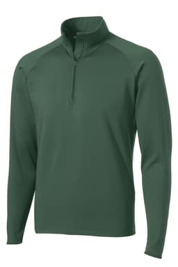A green 1/2-zip pullover made from Sport-Wick Stretch material, featuring long sleeves and a high collar.