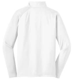 A white Sport-Tek Sport-Wick Stretch 1/2-Zip Pullover featuring long sleeves and a sleek design.
