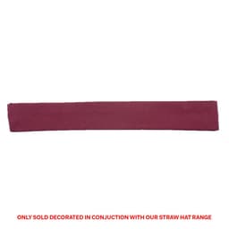 A maroon cotton hatband featuring a simple design and a branding logo.