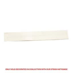 A white cotton hatband with a simple design, featuring a logo.