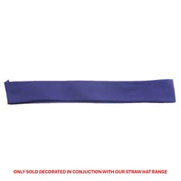 A purple cotton hatband with a smooth texture, designed for use with straw hats. Features a branding logo.