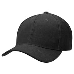 Acrylic cap in solid black with a curved brim and a seamless front panel. Features a logo on the side.
