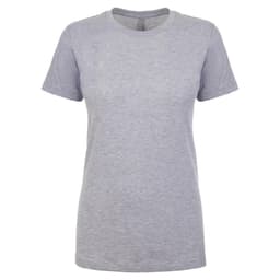 A grey women's boyfriend tee featuring a classic crew neckline and short sleeves. The shirt has a brand logo.