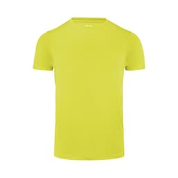 A bright yellow men's active tee with a classic crew neckline and short sleeves. Features a logo on the label.