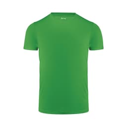 A green men's T-shirt with a round neck and short sleeves, featuring a logo.