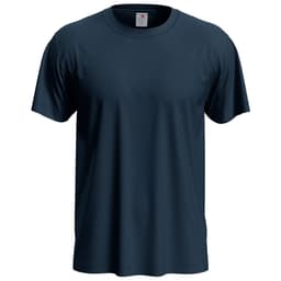 A men's classic T-shirt in a dark navy colour, featuring a crew neck and short sleeves. Includes a logo.