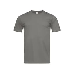 A green fitted t-shirt with short sleeves and a crew neckline, featuring a logo on the label.