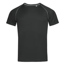 A dark green men's active team raglan T-shirt with short sleeves and a crew neckline. Features a logo on the chest.