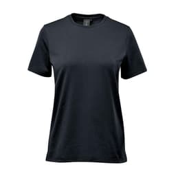 A women's t-shirt in dark green with short sleeves and a crew neckline. It features a logo.