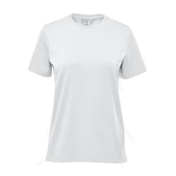 A light green women's t-shirt with short sleeves. The shirt has a simple design and includes a logo.