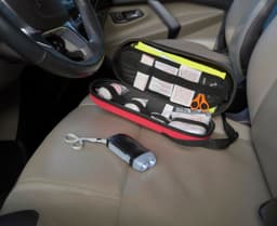 Car emergency first aid kit.
