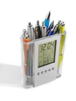ABS pen holder with clock