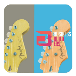 A full colour neoprene coaster featuring a guitar headstock in yellow and blue, with a logo present.