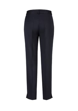 A pair of women's slim leg pants in black, featuring a tailored design and a back view. The pants include a logo.