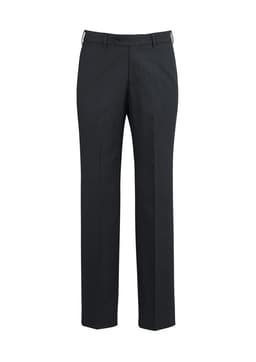 Black men's adjustable waist pants with a straight leg design, featuring a waistband and no visible pockets.