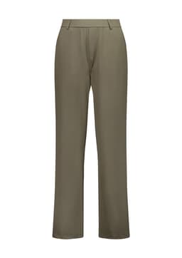 A pair of women's soft stretch pants in an olive green shade, featuring a straight-leg design.