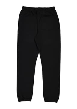 Black men's track pants featuring a comfortable waistband and a single back pocket. Includes a logo.
