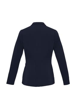 A women's Bianca jacket in navy, featuring a fitted design and long sleeves, with a logo on the back.