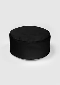 A round black seat cushion with a smooth finish, featuring a simple design and no visible logos.