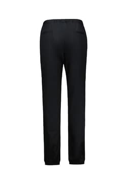 A pair of women's jogger pants in black, featuring an elastic waistband and two back pockets.