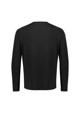 A black men's performance long sleeve tee with a simple design and no visible branding.