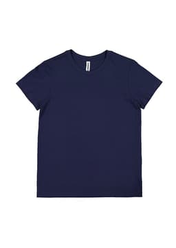 A navy short sleeve tee with a standard crew neck and a label inside. It has a simple design and no visible patterns.