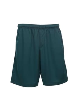 Men's BIZ COOL™ shorts in a dark green colour, featuring an elastic waistband and a logo.