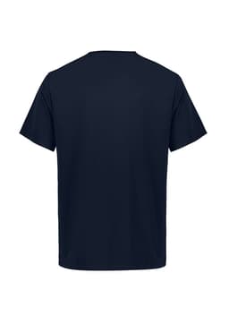 A plain navy blue short sleeve tee with a standard fit and no visible branding on the back.