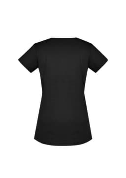 A black Women's Streetworx Tee featuring a simple design and a logo on the back.