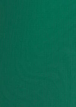 A green fabric swatch featuring a textured surface, suitable for clothing design. It includes a small logo.
