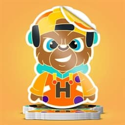 A vibrant, multi-coloured custom shape die cut sticker featuring a cartoon bear character wearing headphones and a cap.