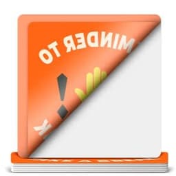 An orange custom shape front adhesive sticker with a logo, featuring a partially curled edge.