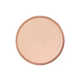 A die struck name badge in a rose gold finish, featuring a smooth, metallic surface and a simple circular shape.
