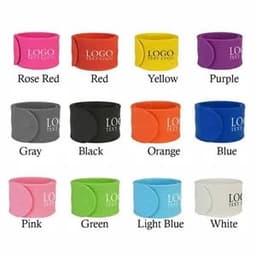 Silicone slap bracelets in various colours, including rose red, yellow, purple, grey, black, orange, blue, pink, green, light blue, and white.