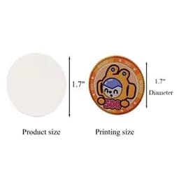 Custom poker chips in orange and white, featuring a logo, with a diameter of 1.7 inches.